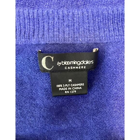 C by Bloomingdale 100% 2 Ply Cashmere Sweater Electric Blue Small (Tags says M) - Picture 3 of 6